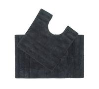 Spa Supreme Luxury Bath Mat and Pedestal Set Homescapes Black One Size