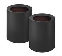 Black Bathroom Bin 12L With Inner Bucket, Hidden Bag Design, 2 Pack Modern Open Top Touchless Bathroom Can, Minimalist Plastic Bin for Bedroom, Living Room, Office, Round Garbage Rubbish Bin