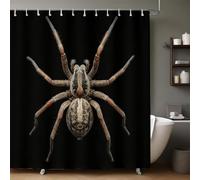 Black Bathroom Curtains 200 x 200 cm Animal Giant Wolf Spider Washable Polyester Shower Curtain with 12 Hooks, Waterproof Quick-Drying Bath Curtain for Bathroom Decor