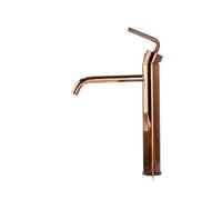 Black Bathroom Faucet Rose Gold,Brushed Basin Tap Deck Mounted Copper Water Mixer Tall & Short(Polished Gold Tall)