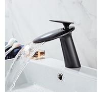Black Bathroom Faucet - Waterfall Basin Mixer Tap Hot & Cold Control Classic Design for Sink Durable Crane Style Modern Bathroom Hardware