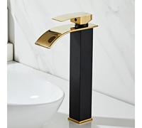 Black Bathroom Faucet with Waterfall Design, Stainless Steel Sink Mixer, Cold & Hot Single Handle Tap for Modern Washbasin, Stylish and Durable