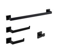 Black Bathroom Hardware Fixed Towel Rack Tissue Robe Hook 304 Stainless Steel Pendant Acces,4 Pieces Set A