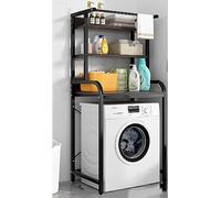Black Bathroom Shelf 3 Tier Over Washing Machine Storage Above Toilet Rack Laundry Room & Balcony Shelf Space Saving Storage Solution
