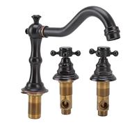 Black Bathroom Sink Faucet - 2-Handle G1/2 Thread Copper 3-Hole Aesthetic & Waterproof Design Fast Flowing Water Without Splashing Ideal for Modern Bathrooms.