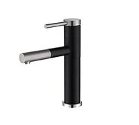 Black Bathroom Sink Faucet, 304 Stainless Steel Single Hole Basin Faucet, Single Handle Hot and Clod Water Mixer Tap, Rotatable Pull-Out Kitchen Fauce, Brushed/Painted,B(A)