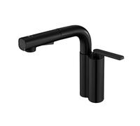 Black Bathroom Sink Faucet with Pull Down Sprayer 3 Modes LED Temperature Display 360° Rotatable Vessel Tap Single Hole Design for Modern Bathrooms