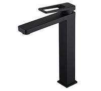 Black Bathroom Sink Mixer Tap: Single Hole Tall Basin Mixer Taps Brass Matte Black SHUNLI