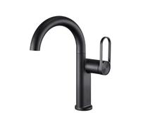 Black Bathroom Sink Mixer Taps 1 Hole Gooseneck 360° Rotating Basin Taps Single Lever,Black,Short LWX