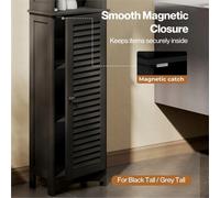 Black-Bathroom Storage Cabinet Freestanding Cupboard Adjustable Shelf Unit