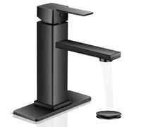 Black Bathroom Tap YXOCVIR Single Hole with Pop-Up Bathroom Drain Single Lever Bathroom Tap Suitable for Washbasin Sinks, Motorhome, Farmhouses, Suitable for 1 or 3