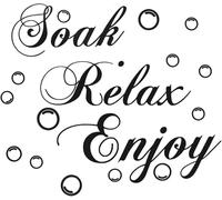 Black Bathroom Wall Decals Soak Relax Enjoy Stickers,Wall Art Decal Quotes Stickers,Beautiful Art Words Decor for Home Bedroom Living Room for Murals Room Decor (17.7x11.4 inch)