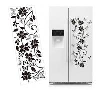 Black Bathroom Wall Stickers Vinyl Self Adhesive Floral Vine Butterfly Design for Mirror Glass Shower Door Home Decor (2, Black Vertical Vine)