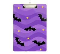 Black Bats Wavy Purple Acrylic Clipboards Portable Clipboard Paperboard Chic Design Clipboards with Low Profile Metal Clip for Women Men Office Supplies