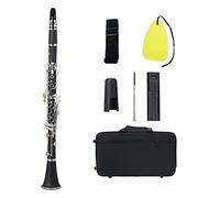 Black Bb Flat Clarinet Silver Keys Woodwind Instrument With Carry Case Reed Beginner Clarinet