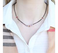 Black Bead 18ct Gold Plated Blue Stone Slim Mangalsutra Necklace The Colourful Aura Black One Size