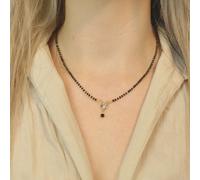 Black Beaded Indian Asian Nazar Mangalsutra Choker Necklace The Colourful Aura Black 16 inches