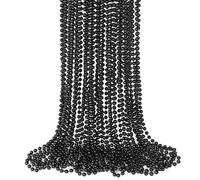 Black Beads Necklace, 15PCS Halloween Black Bead Stuff Accessories, 33" Mardi Gras Beads Necklace Costume, Festival Parade Throw for Halloween New Years Wedding Party Events Supplies Decorations