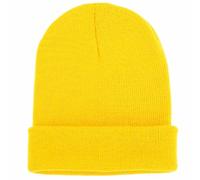 Black Beanie-Hat for Women-Men Winter - Unisex Cuffed Knit Warm Hats for Halloween Bank-Robber Cosplay Teens Free Size, Solid Yellow, One Size