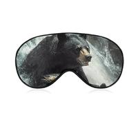 Black Bear Catching Salmons Fish Blackout Sleep Mask for Side Sleeper Soft Covers for Travel Essentials Nap