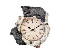 Black Bear Cubs on Birch Woodland Style Wall Clock Cabin Lodge Decoration 13.3" (H)