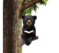 Black Bear Decoration - Solar Bear on Tree, Waterproof Welcome Animal Statue | Resin Garden Statue Yard Art Decor, Patio Lawn Yard Walkway Decorations