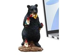 Black Bear Figurines - Animal Form Decorative Piece, 15x10x6cm Resin Figurine Showcase Object, Forest Inspired Accent Display Model | Wildlife Ornament For Home Entry Living Room Garden Corner Setup