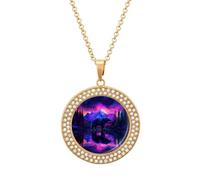 Black Bear Forests Vintage Necklace Gold Silver Pendant Jewelry Lady Multicolored Diamond Necklaces with Chain