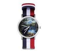 Black Bear in The Lake Custom Quartz Watches Arabic Numerals Wrist Watch with Adjustable Strap for Men Women