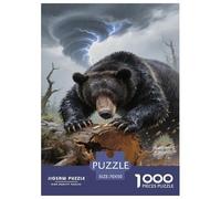 Black Bear Jigsaw Puzzles for Adults Educational Game Difficult Challenges 1000 Piece Difficult Hard Jigsaw Puzzles for Man And Woman with Letters on Back 70x50cm/1000pcs
