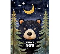 Black Bear Moon Christmas Thank You Greeting Card - Large A5