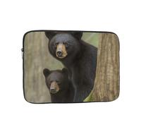 Black Bear Mother and Cub Laptop Sleeve for Women Men, 12 Inch Waterproof Laptop Bag Lightweight Notebook Computer Cover Bag