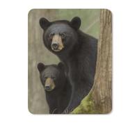 Black Bear Mother and Cub Rubber Mouse Pad