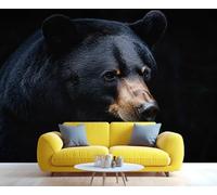 Black Bear Mural Black Bear Wallpaper Wild Animals Wall Mural Large Panoramic Accent Wallpaper Bedroom Living Room 3D Sofa Backdrop (Non-self-Adhesive)