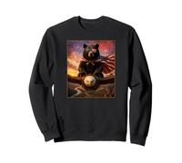 Black Bear on Bald Eagle American Flag Glasses USA Sweatshirt