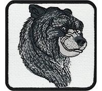 Black Bear Patch Embroidered Grizzly Bear Badge Domestic Animals | Canada Logo Save the World Sticker | Laughing Bear Kids Patch to Iron-on/sew on for All Fabrics | 70X70 mm