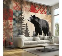 Black Bear Peel and Stick Wall Mural 3D Wildlife Animal Large Canvas Wallpaper,Self-Adhesive Removable Photo Mural Decor for Home Office 150x130 cm