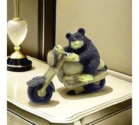 Black Bear Riding Motorcycle Statue Funny Figurine Sculpture Resin Collectible Gifts for Bears Lover Office Home Decor Desk Accessories Decoration Garden Figurines Outdoor Decor (Right Side)