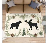 Black Bear Rug,Lodge Bear Rugs for Cabin, Western Rug Mat, Non-Shedding & Easy to Clean, for Hallway Laundry Bathroom