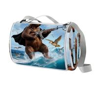 Black Bear Seagull Picnic Blanket,150 x 145cm Large Beach Blanket, Camping Blanket with Handle, Waterproof Bottom, Machine Washable, Outdoor Foldable Hiking Blanket Soft and Portable