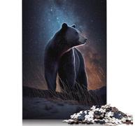 Black Bear Under The Stars 1000 Pieces Jigsaw Puzzles for Adults- Impossible Puzzle - Puzzles Brain Challenge Puzzle for Kids 38x26cm/1000pcs