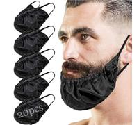 Black Beard Bandana, 20 Pcs Beard Bonnet Beard Night Cap, Silk Reusable Beard Bib for Men Eating Sleeping Essential Oil and Moisture Retention and Healthy Hair Growth, Helps to Prevent Itching