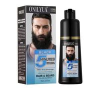 Black Beard Dye for Men, Black Hair Dye to Cover Grey Hair, 3-in-1 Hair Dye Shampoo, Moustache and Beard Colour for Men, Quick and Easy to Use at Home, Colour: