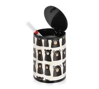 Black Bears Ashtrays For Cigarettes with lid smell proof Stainless Steel Portable Smokeless Self Extinguishing Butt Bucket Ash Trays With Covers Outdoor for Car Cup Holder Office Travel