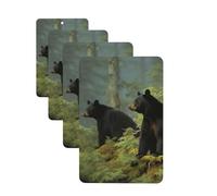 Black Bears Car Air Fresheners Cards 4 Pcs Hanging Fragrance Scented Cards Long-Lasting Car Aromatherapy Tablets for Wardrobe Bathroom Car Interior Mirror Pendant Gifts