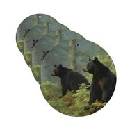 Black Bears Car Air Fresheners Cards 4 Pcs Hanging Fragrance Scented Cards Long-Lasting Car Aromatherapy Tablets for Wardrobe Bathroom Car Interior Mirror Pendant Gifts