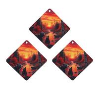 Black Bears Family Sunrise Forests Cute Car Air Fresheners 3pcs Long Lasting Scent Car Mirror Hanging Scented Cards Tablets