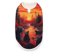 Black Bears Family Sunrise Forests Cute Dog Shirt Sleeveless Soft Breathable Pet Apparel Tank Top Summer Cool L