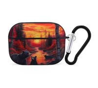 Black Bears Family Sunrise Forests Printed Bluetooth Earbuds Case Colorful Wireless Headphones Covers Compatible With AirPods Pro 2