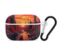 Black Bears Family Sunrise Forests Printed Bluetooth Earbuds Case Colorful Wireless Headphones Covers Compatible With AirPods Pro 2